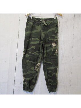 Driftwood Jeans Jogger Pants M Medium Camo Camouflage Floral Embroidered Boho